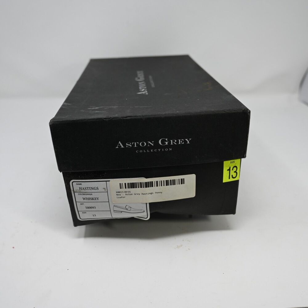 Aston Grey Hastings Whiskey Leather Penny Loafers Men’s Size 13 - Picture 7 of 8